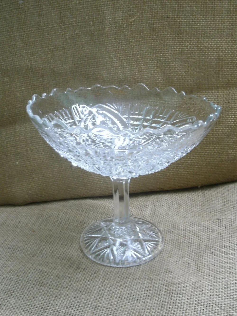 EAPG Fortuna New Martinsville Glass Tall Compote Fruit Bowl